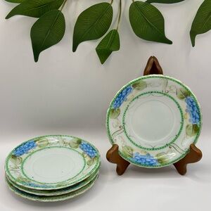 Antique Nippon ‘Te Oh’ Teacup Saucers • Handpainted Set of 5 • Preowned EUC